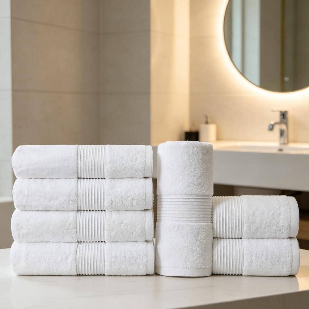 Unbranded 6-Piece Luxury Cotton Bath Towel Set, 56"L x 34"W - White (2)