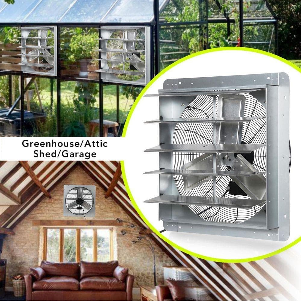 Unbranded 24 in. Shutter Exhaust Fan with Speed Controller, 4200CFM High Speed, Wall Mounted Vent Fan Electric Powered Aluminum (2)