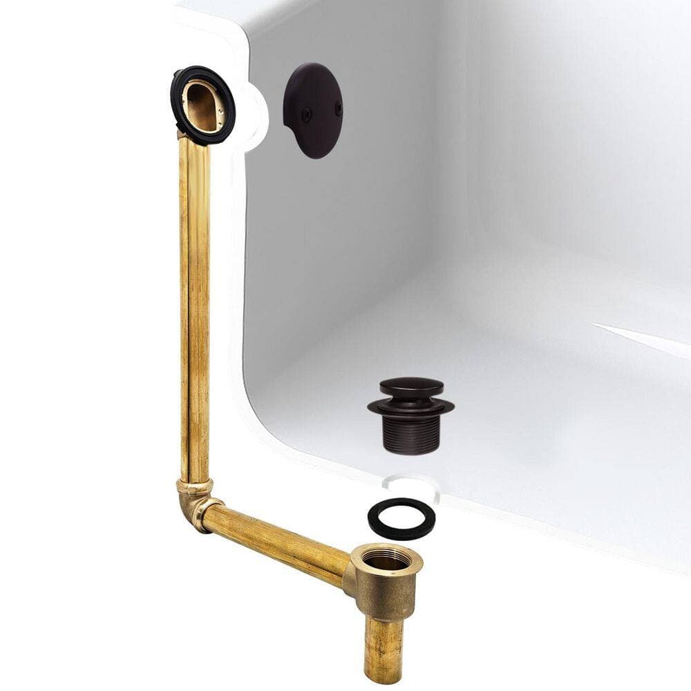 Westbrass 22 in. Direct Connect 17-Gauge Brass Waste and Overflow with Tip-Toe Drain Trim Oil Rubbed Bronze (1)