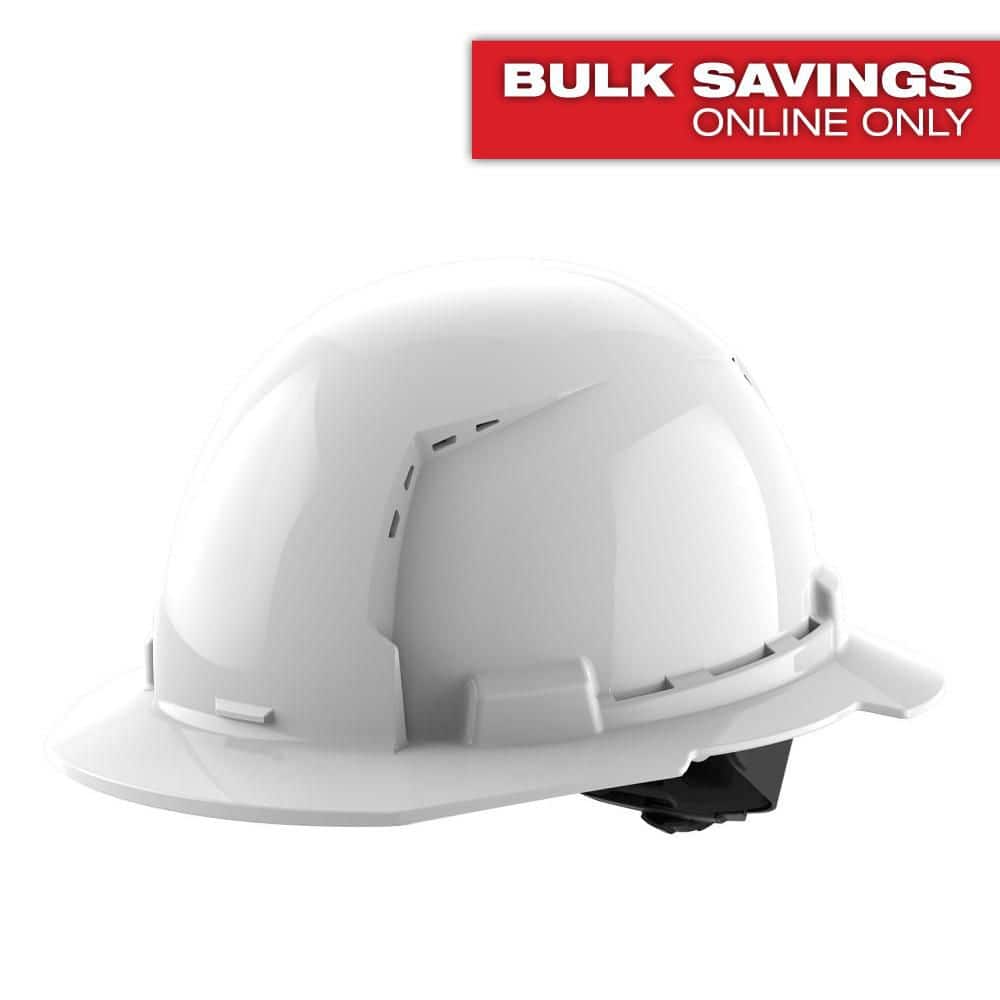 Milwaukee BOLT White Type 1 Class C Full Brim Vented Hard Hat with 4 Point Ratcheting Suspension