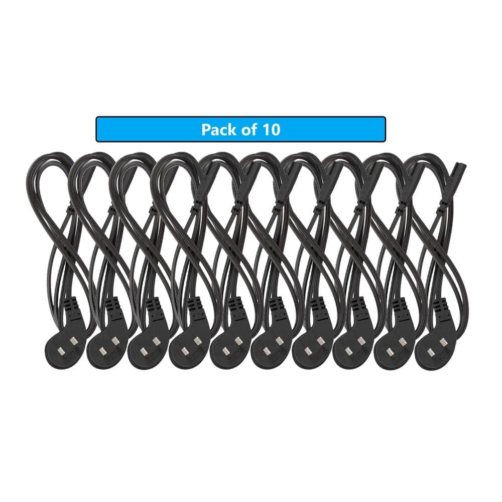 Micro Connectors, Inc 1 ft. Ultra Low Profile 18AWG / 2-Conductors Indoor (NEMA 1-15P / C7) Power Cord Black (10-Pack) (2)
