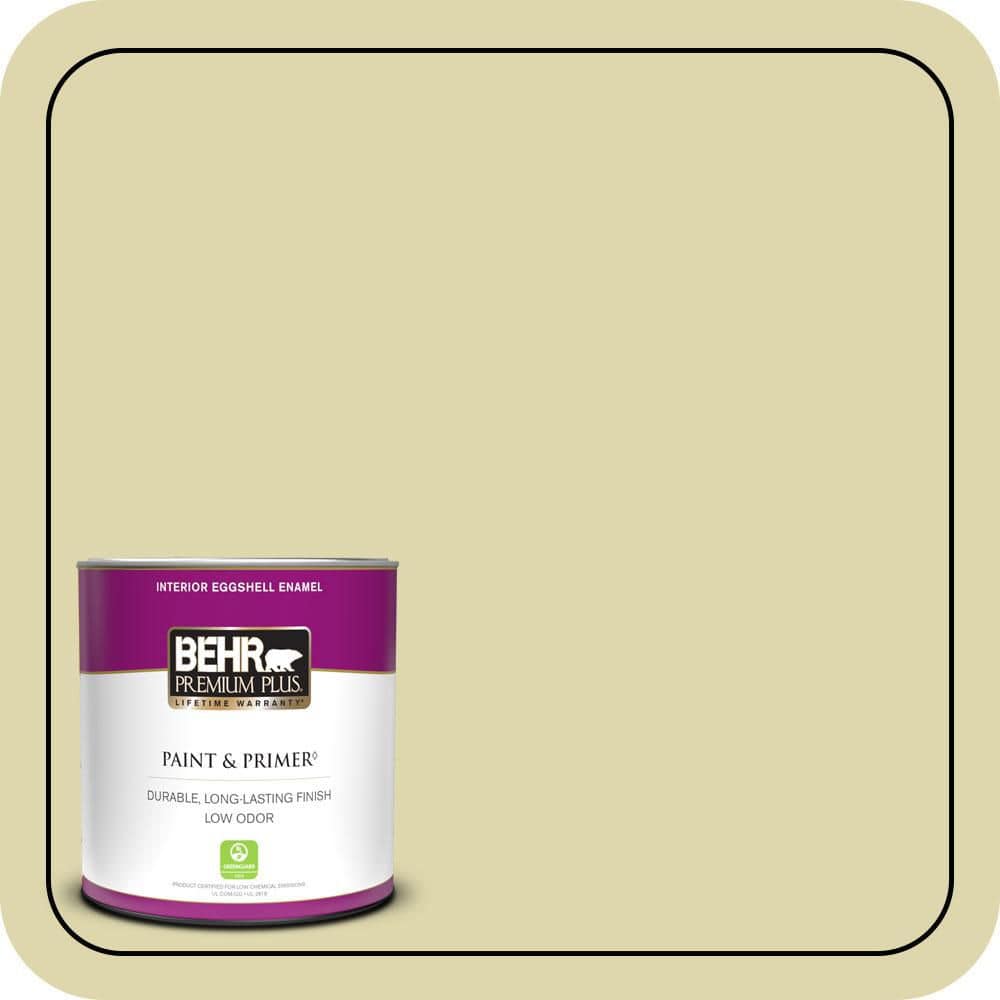 BEHR PREMIUM PLUS 1 qt. #MQ4-40 Primitive Green Eggshell Enamel Low Odor Interior Paint & Primer