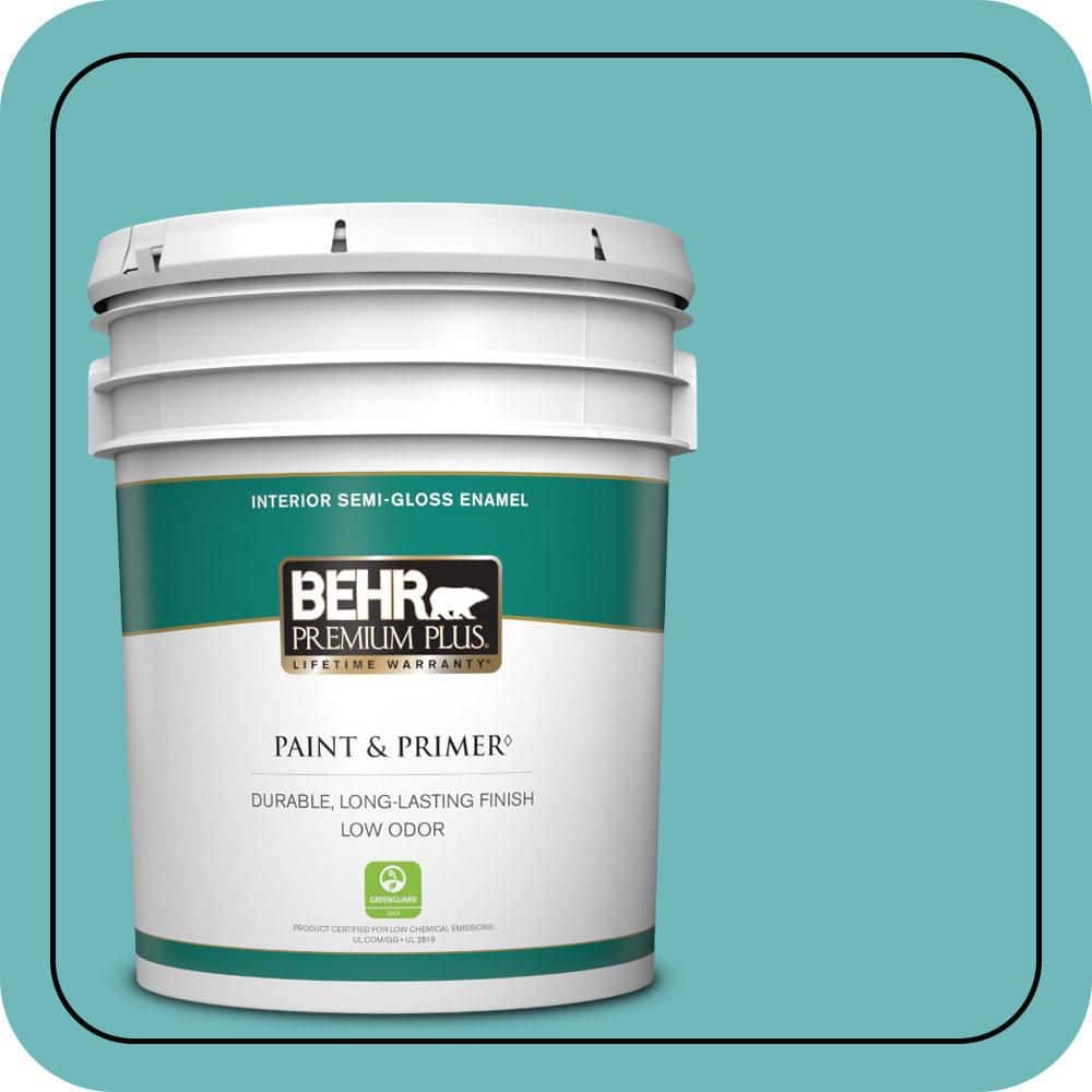 BEHR PREMIUM PLUS 5 gal. #510D-5 Surfer Semi-Gloss Enamel Low Odor Interior Paint & Primer