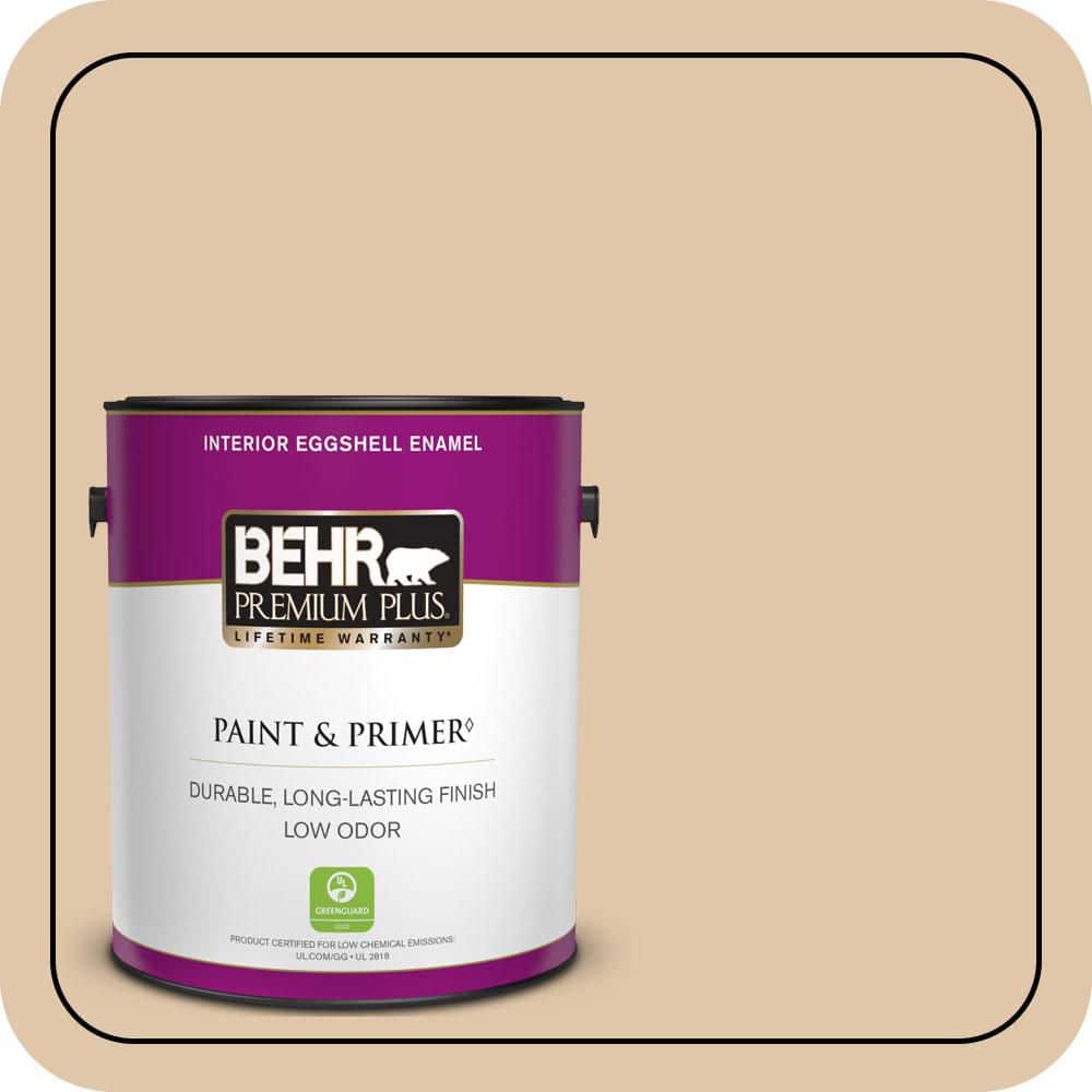 BEHR PREMIUM PLUS 1 gal. #S260-2 Pumpkin Seed Eggshell Enamel Low Odor Interior Paint & Primer (1)