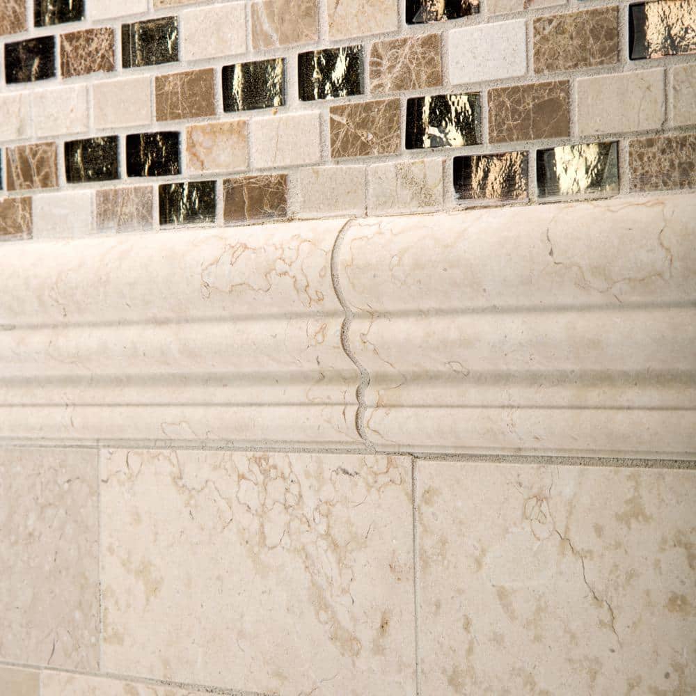 Jeffrey Court Molten 11.875 in. x 11.25 in. Interlocking Cream Glass/Cream and Emperador Marble Mosaic Tile (.927 sq. ft./Each) (3)