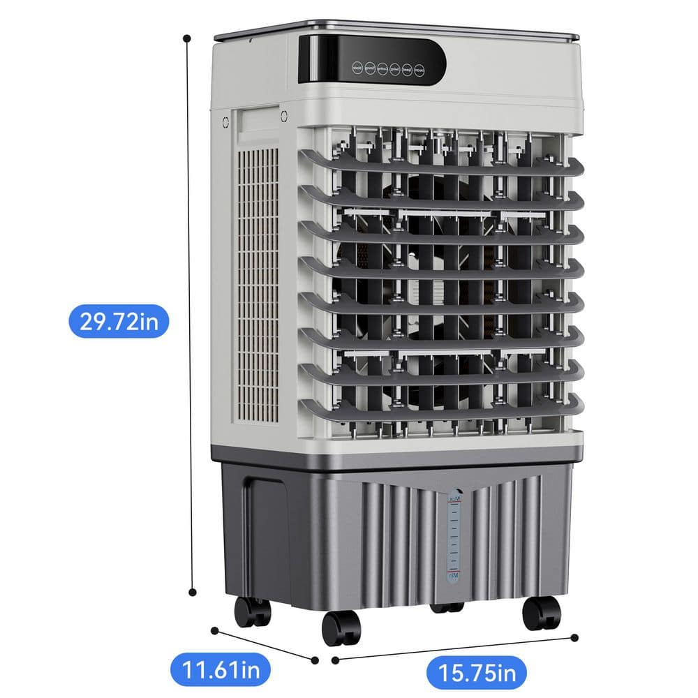 Uthfy 2200 CFM 3-Speed Compact Portable Evaporative Cooler in White/Gray with 5.3 Gal. Tank and Remote Control (2)