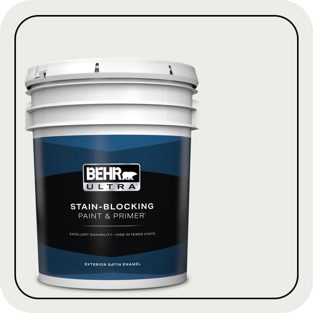 BEHR ULTRA 5 gal. #710E-1 Snow Leopard Satin Enamel Exterior Paint & Primer
