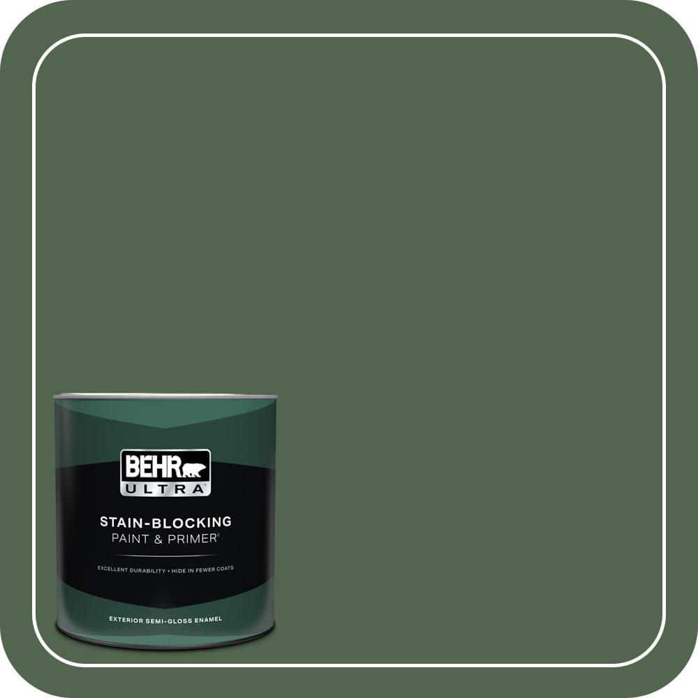 BEHR ULTRA 1 qt. #S410-7 Equestrian Green Semi-Gloss Enamel Exterior Paint & Primer