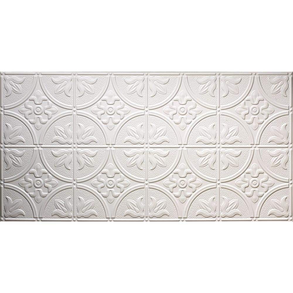 Global Specialty Products Dimensions 2 ft. x 4 ft. Glue Up Tin Ceiling Tile in Matte White