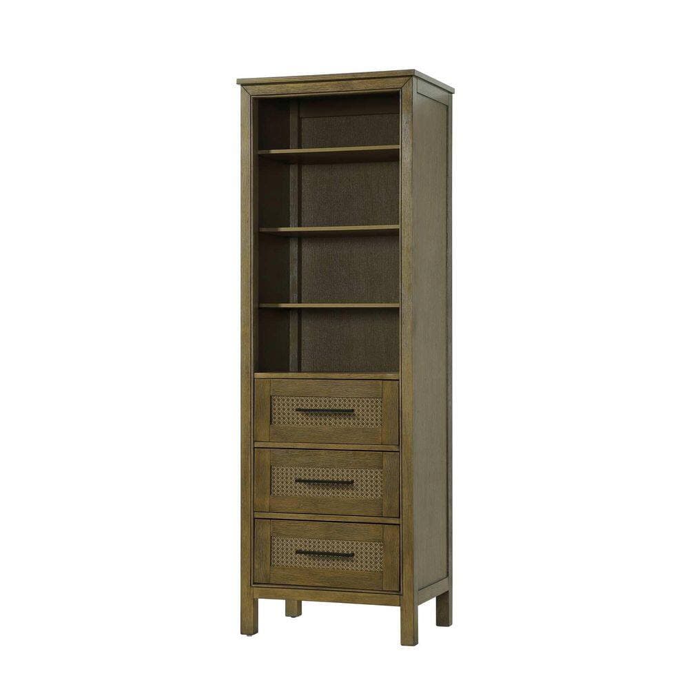 TIMELESS HOME 24 in. W x 18 in. D x 72 in. H Brown Freestanding Linen Cabinet (3)