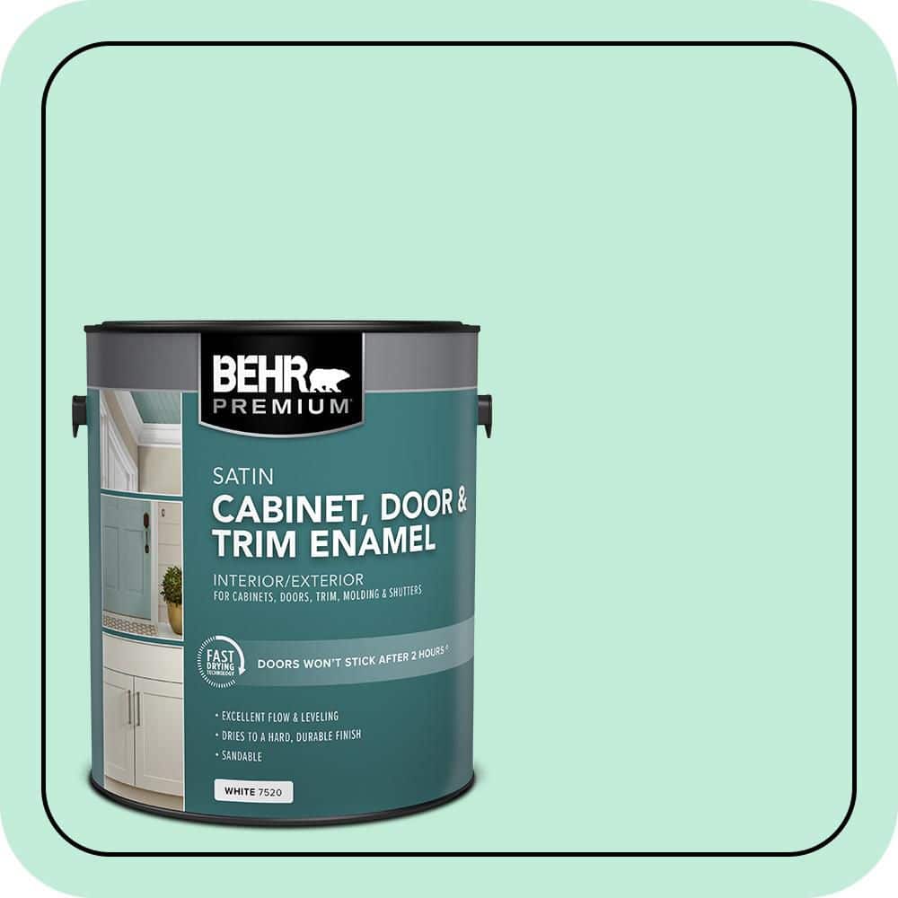 BEHR PREMIUM 1 gal. #470A-2 Seafoam Pearl Satin Enamel Interior/Exterior Cabinet, Door & Trim Paint