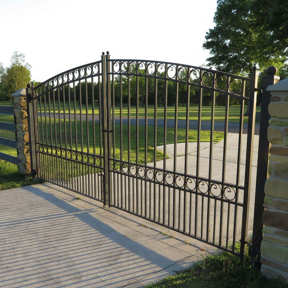 ALEKO Paris Style 12 ft. x 6 ft. Black Steel Dual Swing Driveway Fence Gate (3)