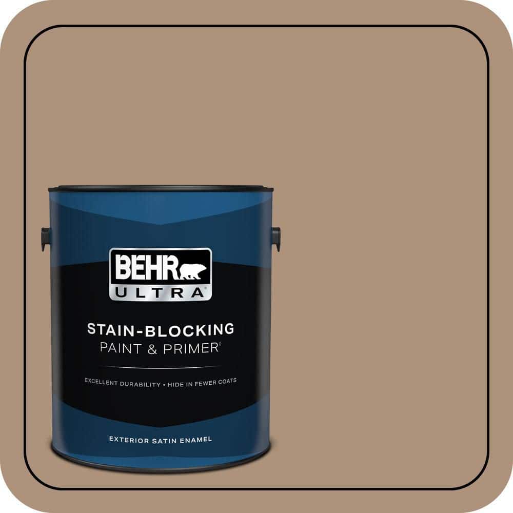 BEHR ULTRA 1 gal. #PPU4-04 Soft Chamois Satin Enamel Exterior Paint & Primer