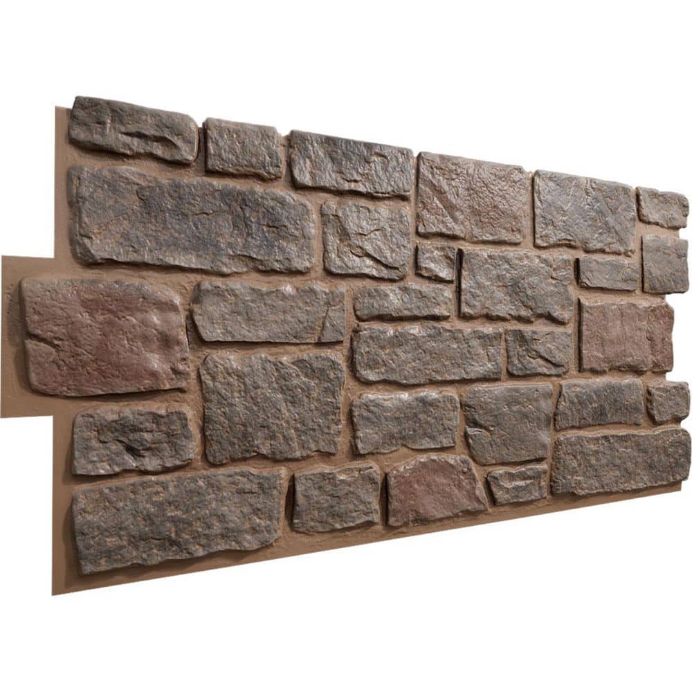 Ekena Millwork EverStone Cobblestone Faux Stone Panel, 48"W x 23 3/4"H x 1 1/8"D, Breckenridge Color (3)