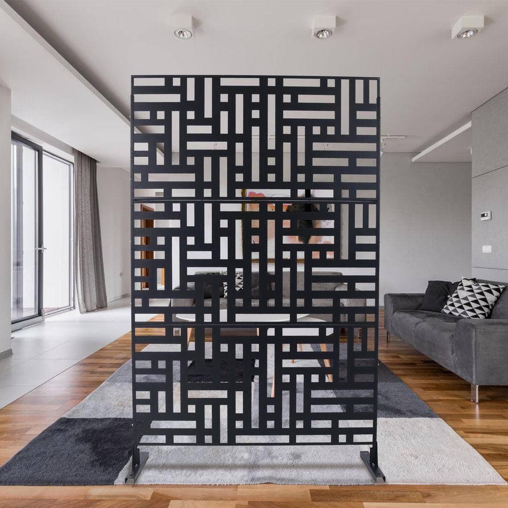 Unbranded Outdoor and Indoor 6.3 ft. x 4 ft. Freestanding Decorative Privacy Fence Screen Black Metal for Garden Fence (3)