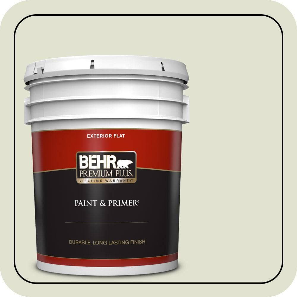 BEHR PREMIUM PLUS 5 gal. #S370-1 Positive Energy Flat Exterior Paint & Primer