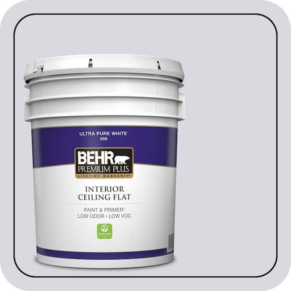 BEHR PREMIUM PLUS 5 gal. #MQ3-30 Petal Tip Ceiling Flat Interior Paint & Primer (2)