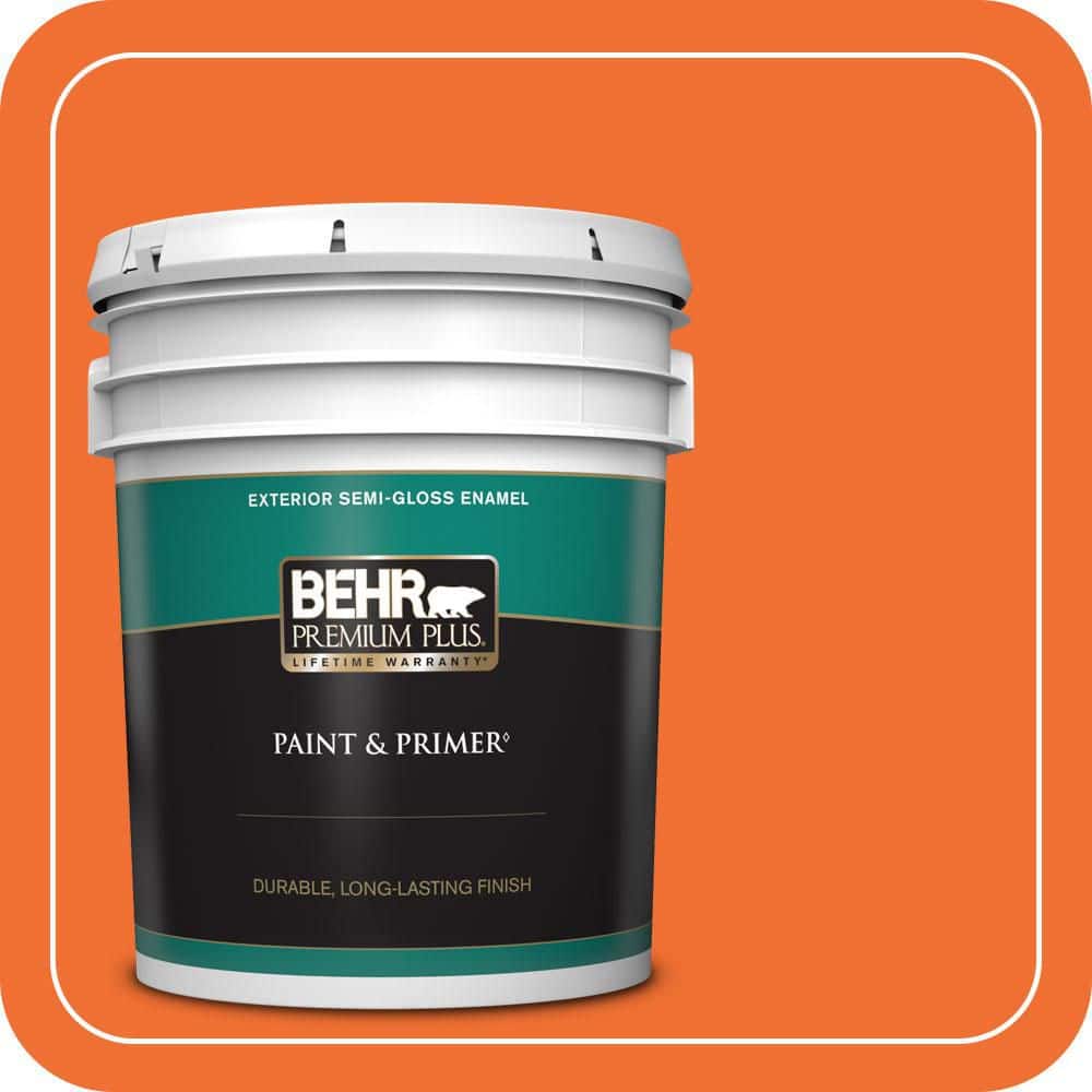 BEHR PREMIUM PLUS 5 gal. #S-G-240 Dragon Fire Semi-Gloss Enamel Exterior Paint & Primer