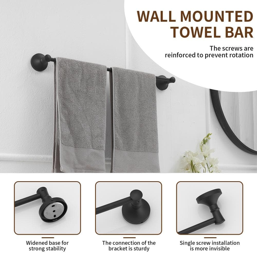 BWE Wall-Mounted Towel Bar Rod SUS304 Stainless Steel Bathroom Cloths Hanger (2)