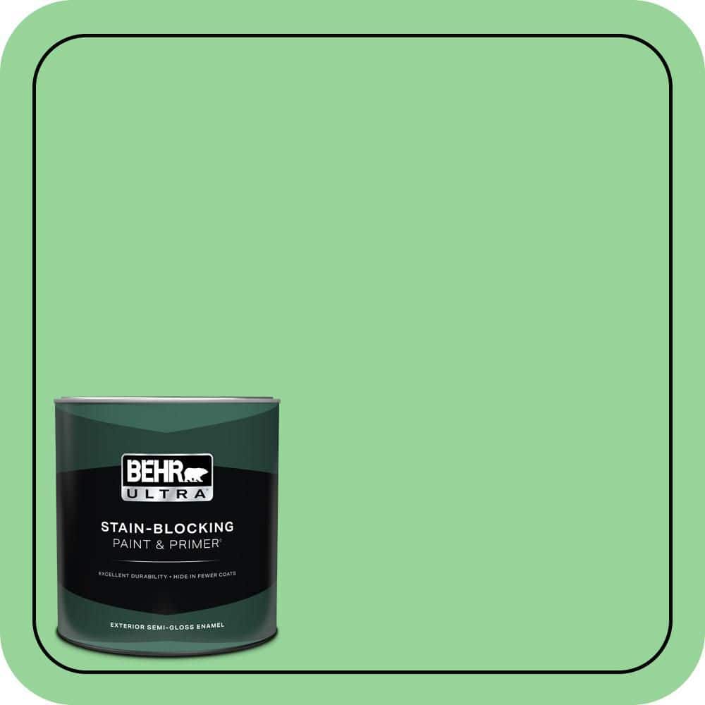BEHR ULTRA 1 qt. #P390-4 Young Green Semi-Gloss Enamel Exterior Paint & Primer