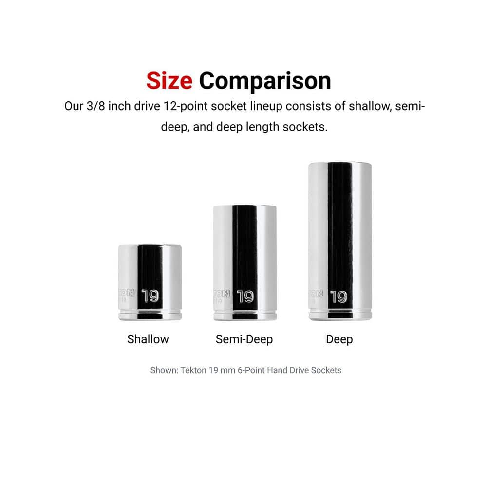 TEKTON 3/8 Inch Drive Shallow, Semi-Deep, and Deep 12-Point Socket Set with Rails and Trays, 102-Piece (1/4-1 in., 6-24 mm) (2)