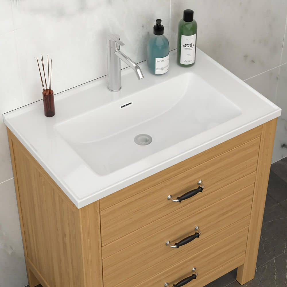 Coporesell 32 in. Drop-In Bathroom Sink in White Ceramic with Single Vanity Top(Sink Only) (1)
