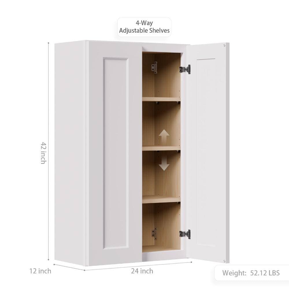 Kahomvis 24 in. W x 12 in. D x 42 in. H Bathroom Storage Wall Cabinet in White (2)