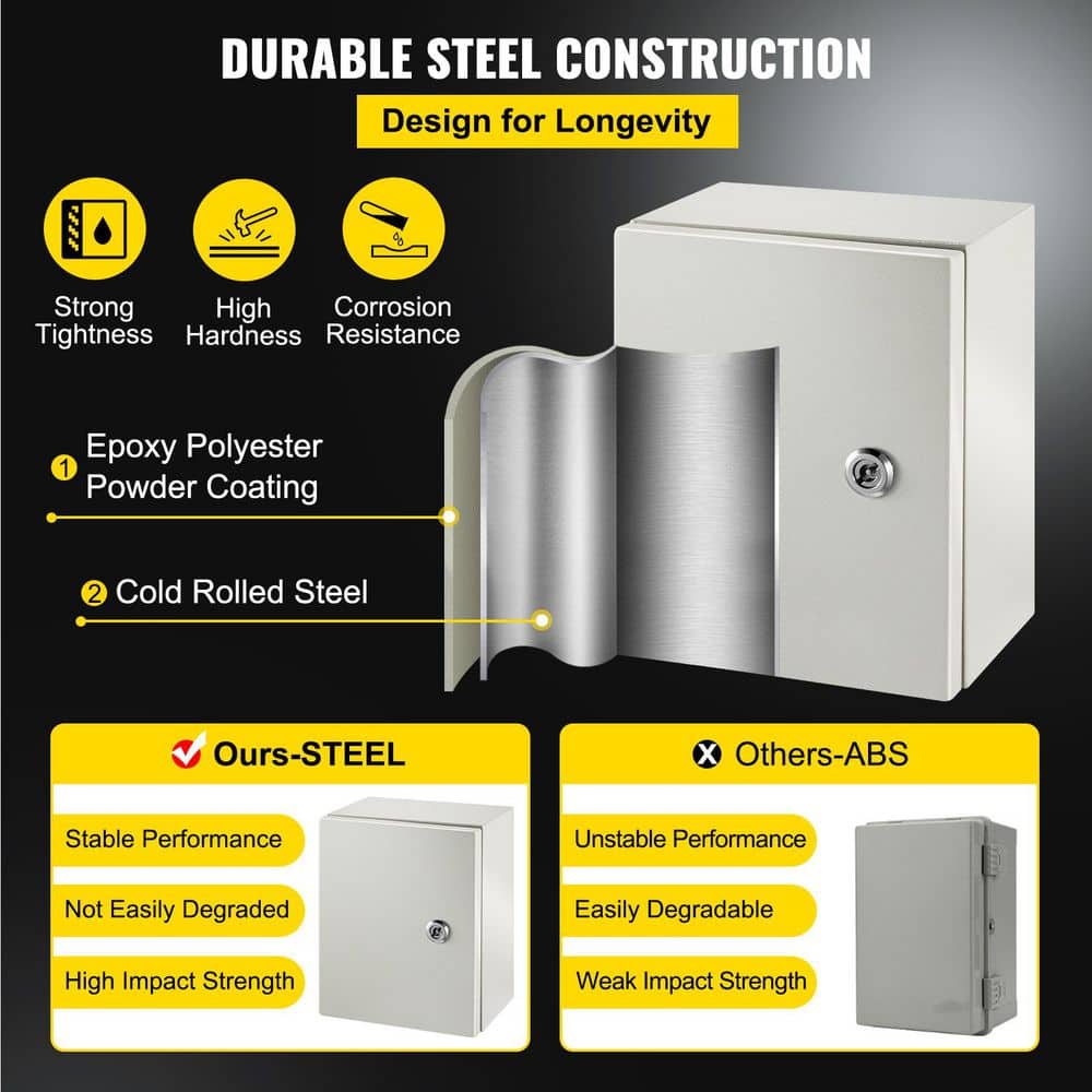 SKYSHALO NEMA Metal Case 10 x 8 x 6in. NEMA 4X Metal Electric Enclosure Outdoor and Indoor Use Includes Mounting Plate Screw (3)