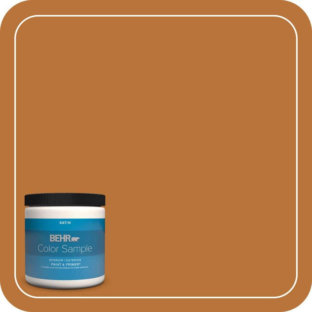 BEHR PREMIUM PLUS 8 oz. #S-H-280 Acorn Spice Satin Enamel Interior/Exterior Paint & Primer Color Sample (1)