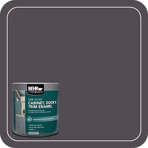 BEHR PREMIUM 1 qt. #N570-7 Black Elegance Semi-Gloss Enamel Interior/Exterior Cabinet, Door & Trim Paint (2)