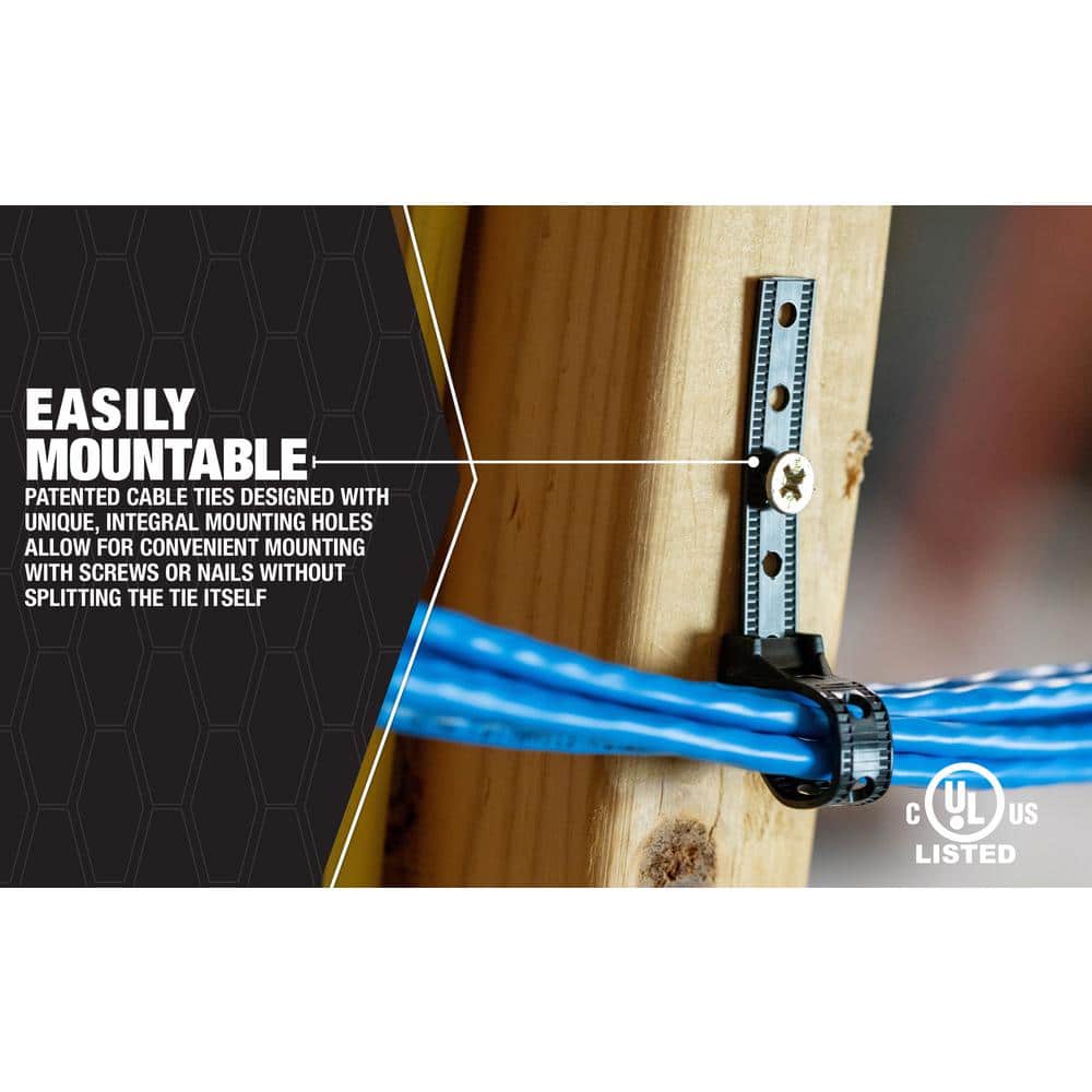 Southwire 8 in. Mountable Cable Tie with 90 lbs. Tensile Strength, Black (100-Pack) (3)