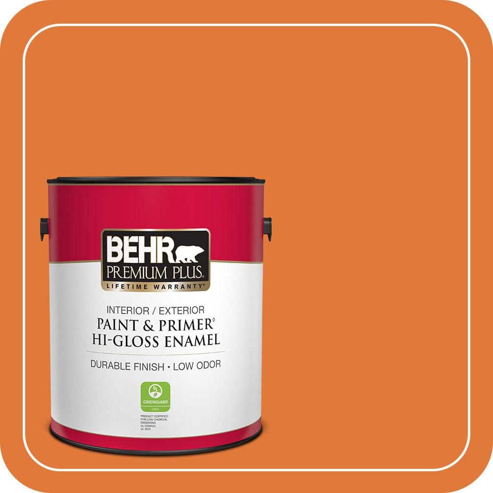 BEHR PREMIUM PLUS 1 gal. #S-G-260 Citrus Blast Hi-Gloss Enamel Interior/Exterior Paint & Primer