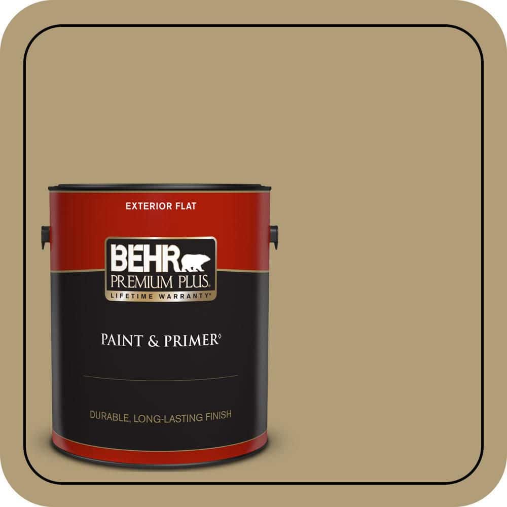 BEHR PREMIUM PLUS 1 gal. #S320-5 Ginger Tea Flat Exterior Paint & Primer