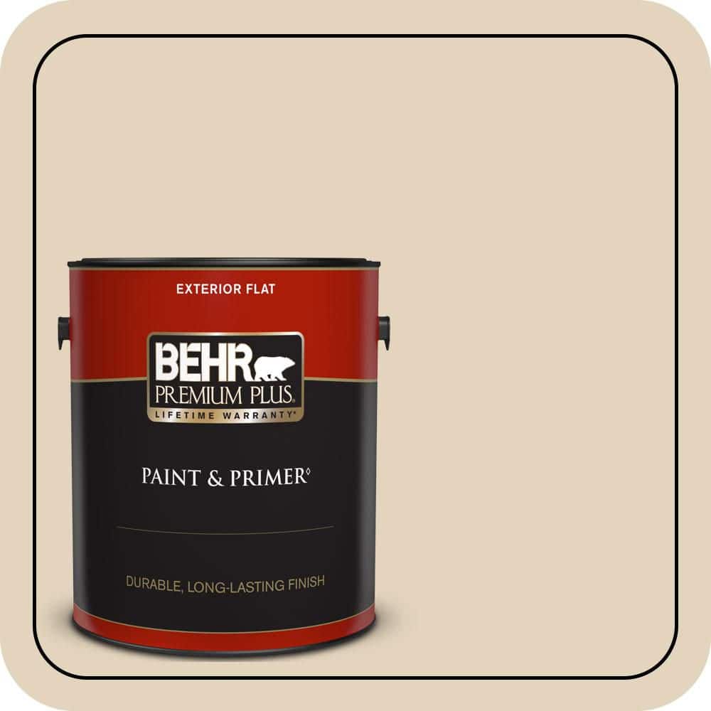 BEHR PREMIUM PLUS 1 gal. #PPU7-17 Wax Sculpture Flat Exterior Paint & Primer