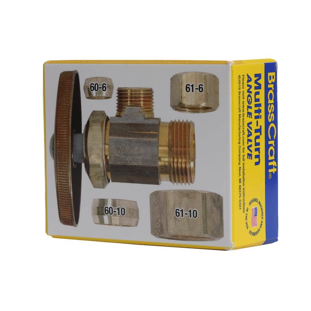 BrassCraft 1/2 in. Nominal Compression Inlet x 3/8 in. O.D. Compression Outlet Multi-turn Rough Brass Angle Valve (2)