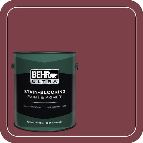 BEHR PREMIUM PLUS 1 gal. #PPU1-13 Spiced Wine Semi-Gloss Enamel Low Odor Interior Paint & Primer (3)