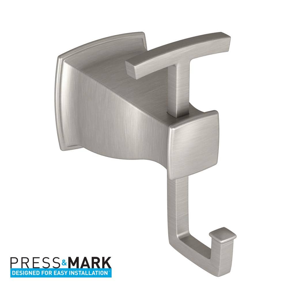 MOEN Hensley Double Robe Hook with Press and Mark in Brushed Nickel (3)