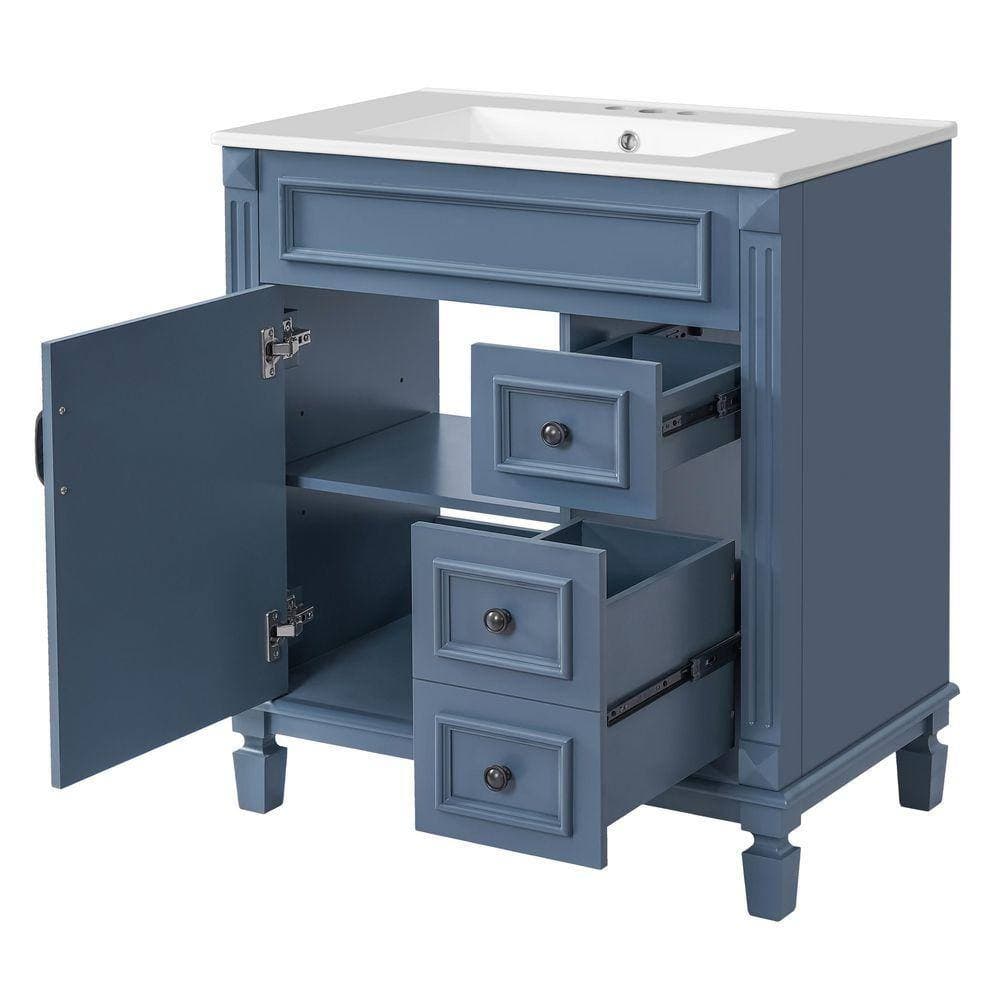 COWLOWN 30 in. W x 18.4 in. D x 34 in. H Bathroom Blue Linen Cabinet (1)