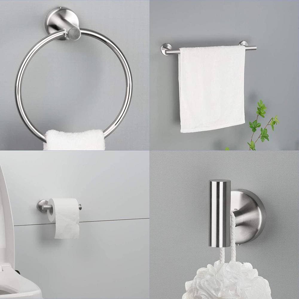 Adrinfly 6-Piece Towel Rack Set in Stainless Steel Brushed Nickel Bathroom Wall Mount (3)