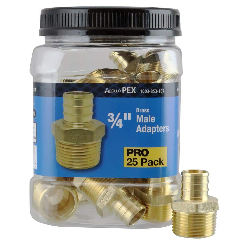 Apollo 3/4 in. Brass PEX-B Barb x MNPT Adapter Pro Pack (25-Pack)
