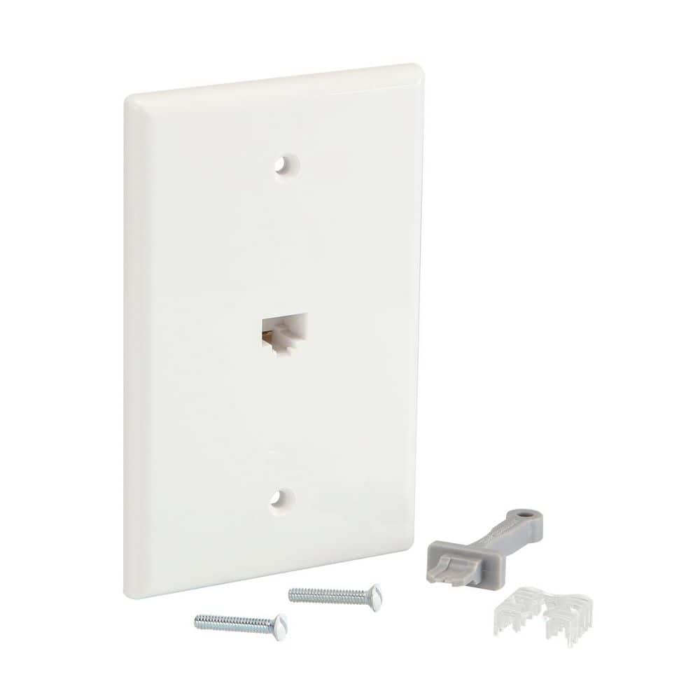 Commercial Electric 1-Gang Ethernet Midsize/Midway Nylon Wall Plate, White