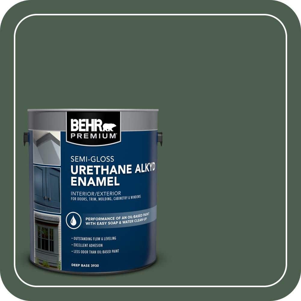 BEHR PREMIUM 1 gal. #N400-7 Vine Leaf Urethane Alkyd Semi-Gloss Enamel Interior/Exterior Paint (1)