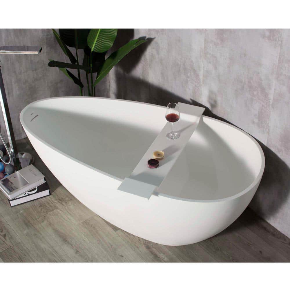 Zeus & Ruta 59 in. x 29.5 in. Soaking Bathtub in Matte White (1)