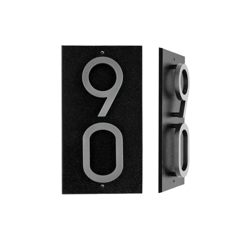 Whitehall Products Floating Stand-Off 2-Number Vertical Sign, Black /w/ Silver Modern Font Numbers (2)