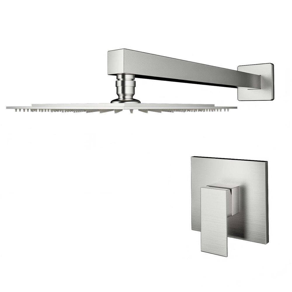 Maincraft Single-Handle 1-Spray Wall Mount Shower Faucet 1.5 GPM with Pressure Balance in Brushed Nickel (Valve Included)