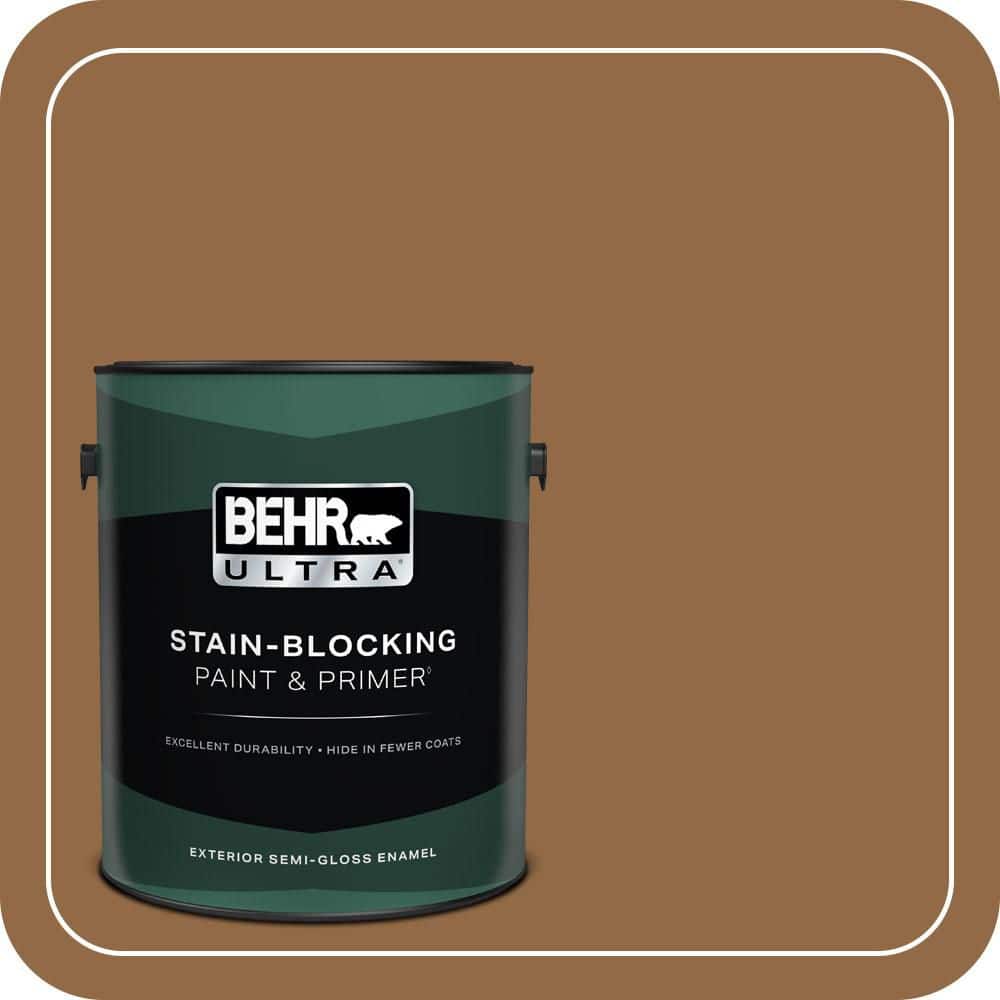 BEHR ULTRA 1 gal. #QE-31 Barcelona Brown Semi-Gloss Enamel Exterior Paint & Primer