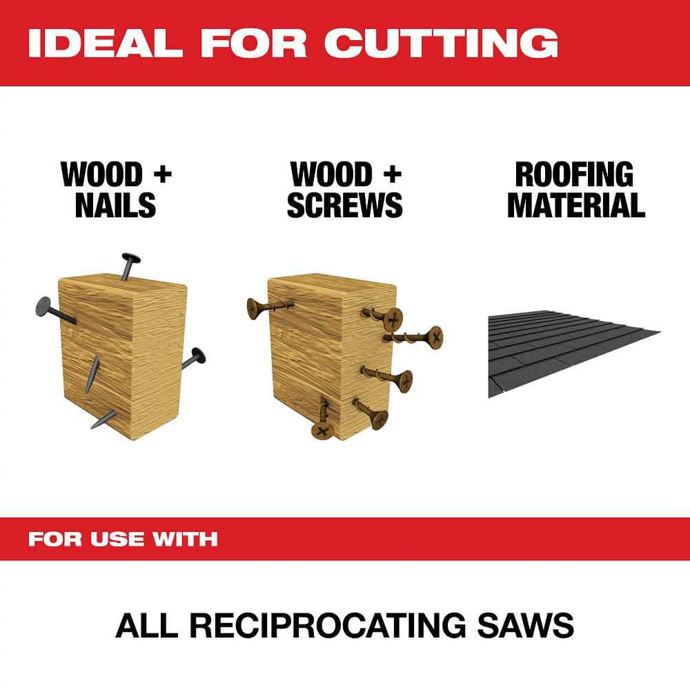 Milwaukee 6 in. 5 TPI AX Carbide Teeth Demolition Nail-Embedded Wood Cutting SAWZALL Reciprocating Saw Blade (1-Pack) (2)