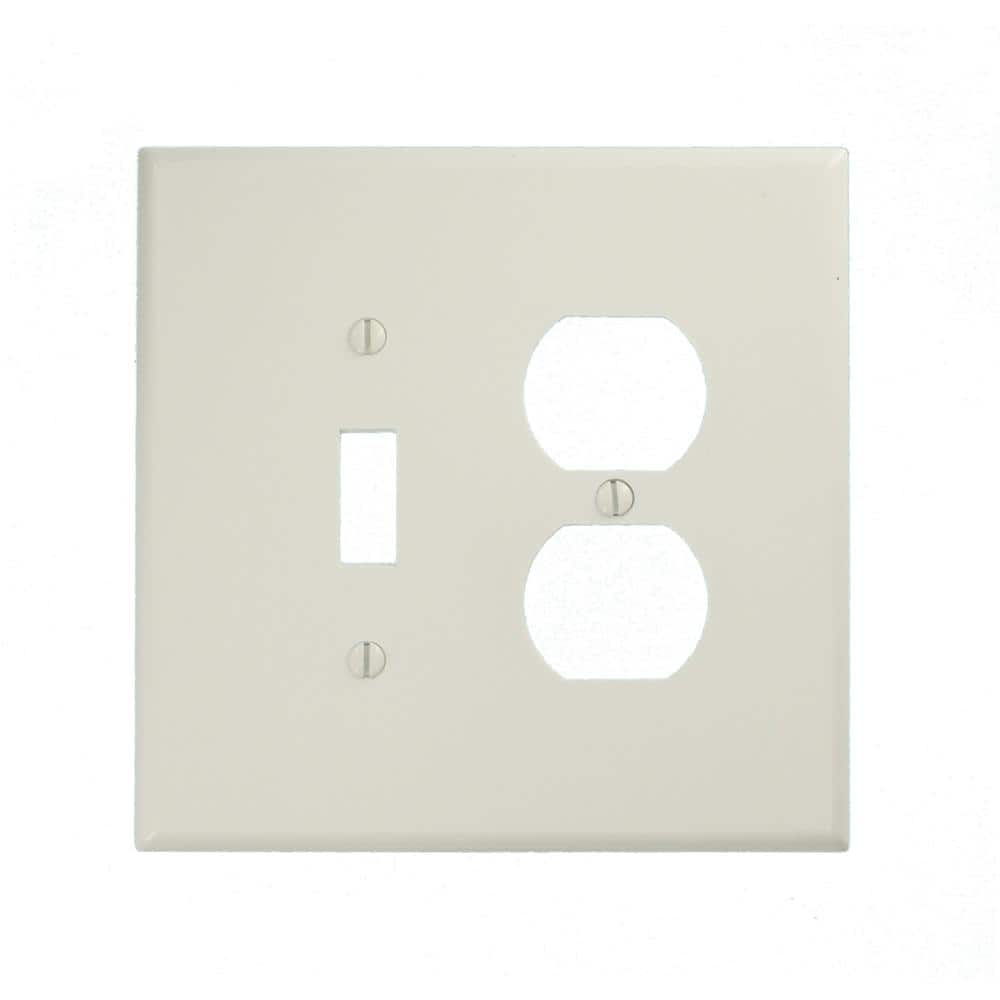 Leviton 1-Toggle / 1-Duplex Outlet/Receptacle Plastic /Oversized Wall Plate 88105-W (2)