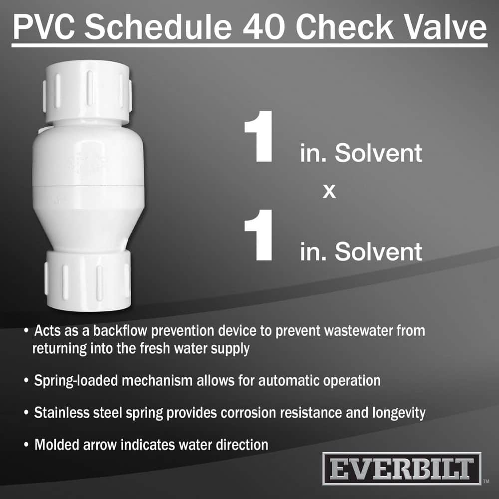 Everbilt 1 in. Slip x 1 in. Slip Solvent-Weld PVC Check Valve (3)