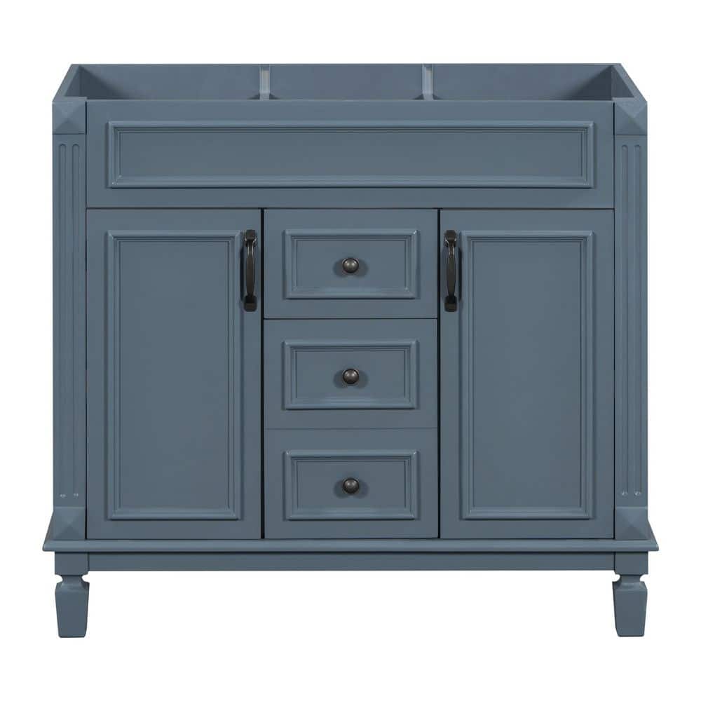 Unbranded Modern 36 in. Bath Vanity Cabinet without Top Sink Bathroom Storage with Soft Closing Doors and Drawers in Blue (3)